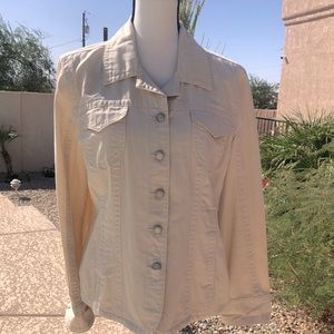 Live a Little Cream Ribbed 100% Cotton Button Up Jacket Women’s Size XL
